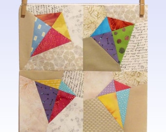PDF Karzy Kites Quilt Block Pattern Foundation Paper Piecing