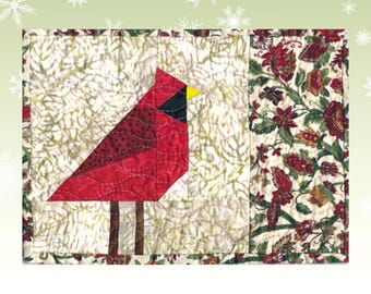 PDF Red Cardinal Christmas Quilted Mug Rug Pattern