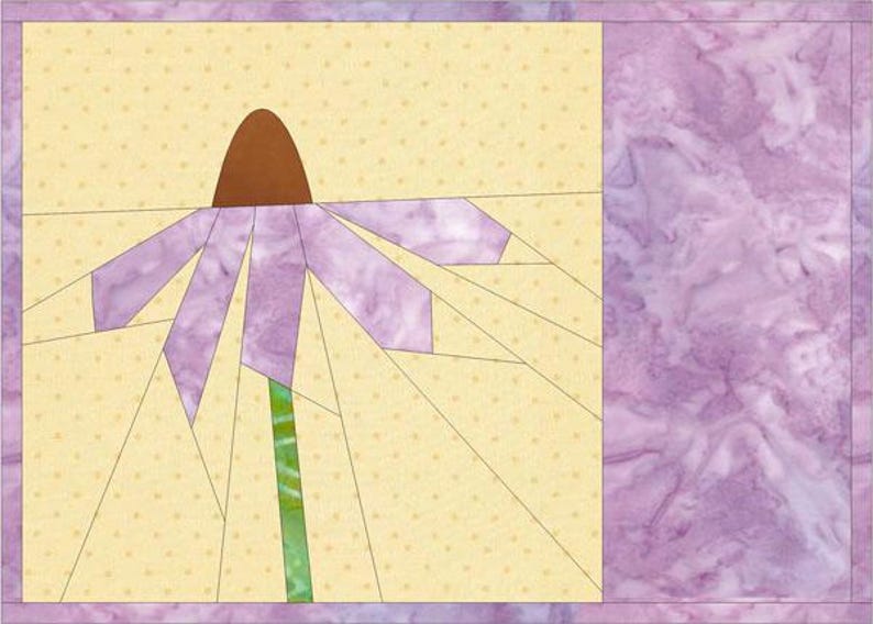 PDF Purple Coneflower Quilted Mug Rug Pattern image 3