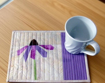 PDF Purple Coneflower Quilted Mug Rug Pattern