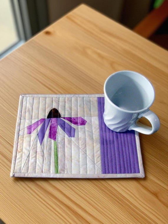 PDF Purple Coneflower Quilted Mug Rug Pattern