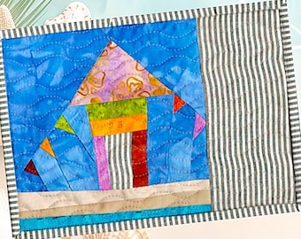 PDF Wonky Beach House Quilted Mug Rug Pattern