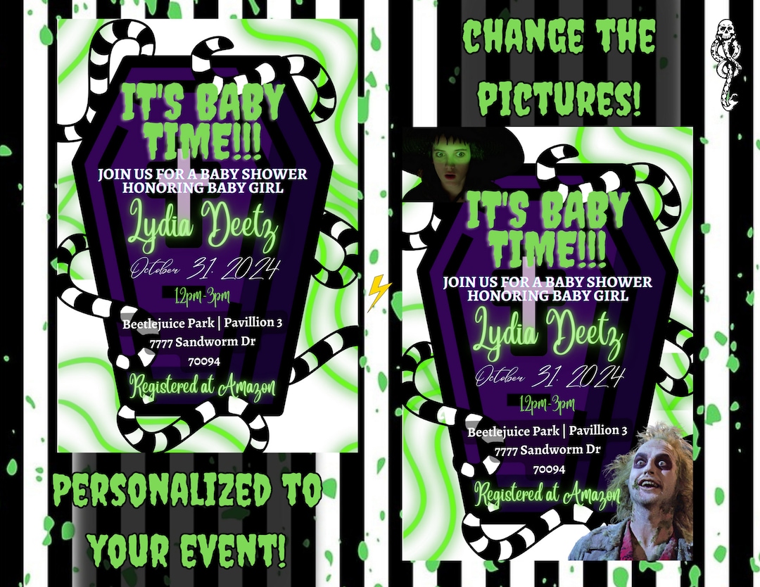 Personalized Beetlejuice Baby Shower Invitation Printable Etsy