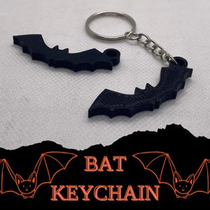 3D Printed Bat Halloween Keychain with Key Ring