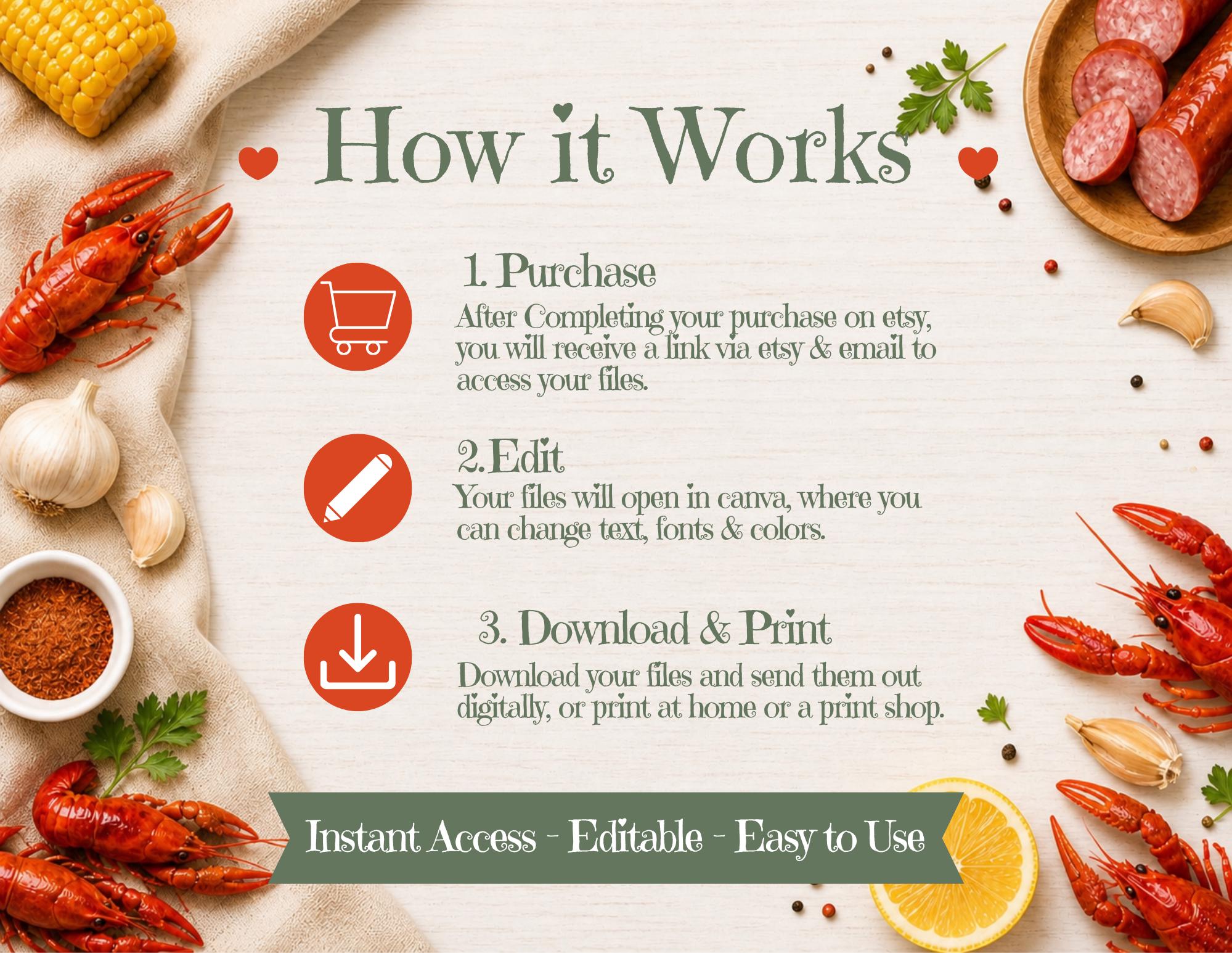 Editable Crawfish Baby Shower Invitation & Diaper Raffle Card Template ...