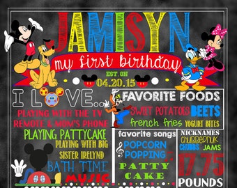 Mickey Mouse Clubhouse Birthday Stat "Chalkboard" (digital poster)