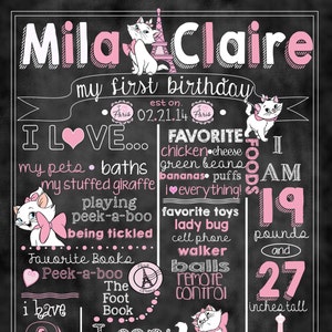 Marie Aristocats Birthday Stat "Chalkboard"(digital poster)
