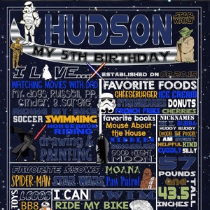 Star Wars Birthday Stat "Chalkboard"(digital poster) ANY COLORS