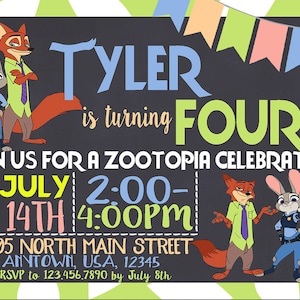 Zootopia Birthday Invitation (digital file)