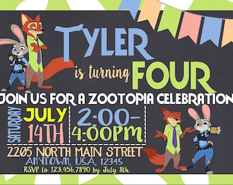 Zootopia Birthday Invitation (digital file)