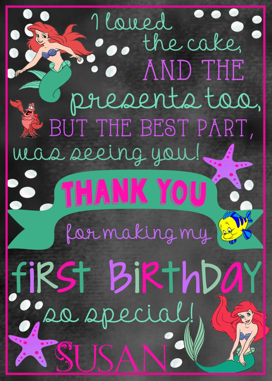 Little Mermaid Thank You Notes - Etsy