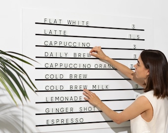 Wall Menu Board with Metal Rails & Changeable PVC Letters