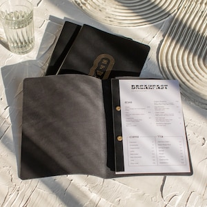 Custom Leather Menu Cover | Restaurant Menu Folder | Logo Menu Holder | Paper Menu Cover | Leather Bar Menu | Menu Folder | Menu Sleeve