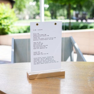 Uchwyt na menu, uchwyt na znaki akrylowe, drewniany schowek, szablon stojaka na menu, menu barowe, okładka menu, tablica menu, znaki ślubne, stojak na znaki