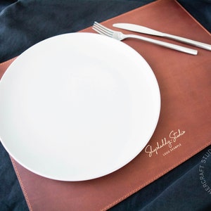 Personalized Leather Placemat: Custom Rectangular Dining Table Mat for Restaurant, Cafe & Bar