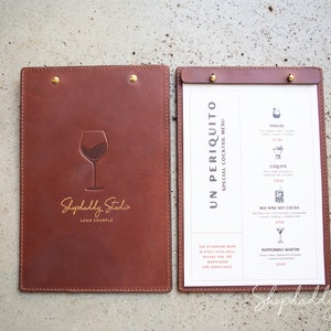 Porte-menu en cuir, Couverture de menu personnalisée, Presse-papiers pour menus de restaurant, Chemise de menus personnalisée, Carte de cocktails, Carte des vins, Carte des boissons, Carte du bar