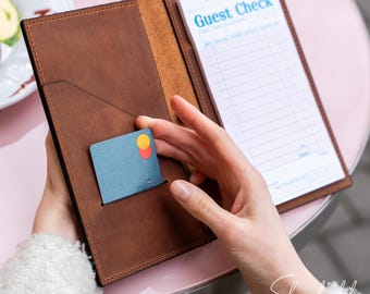 Servers Book for Waitress - Leather Waiter Book Organizer, Server Wallet with Guest Check