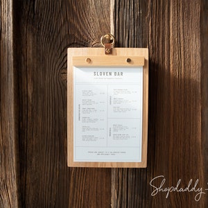 Portamenús de madera, tablero de menú personalizado, menú de restaurante, portamenús, menú de cafetería, menú de bebidas, portacarteles de madera, menú de cócteles moderno