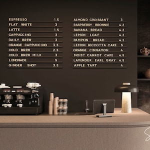 Tablero de menú, tablero de letras, tablero de mensajes, menú de pared, tablero de letras de madera para cafetería, tablero de letras intercambiable, tablero de letras con letras y números
