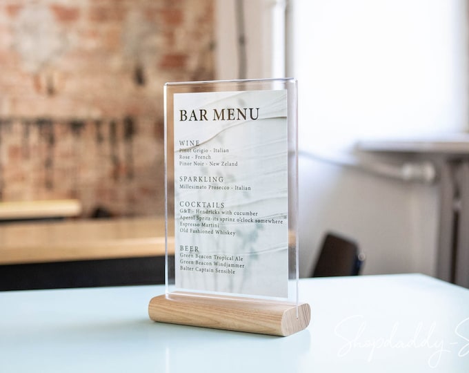 Table Stand Menu Holder: Custom Wooden Menu Sign Display for Cafe & Bar ...