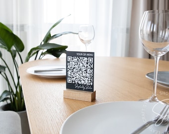 Wooden QR Code Sign, Qr Code Menu Set, Scan To Pay Sign, Restaurant Menu QR Code , Business Sign Qr Code , Social Media Qr Code, Plastic QR