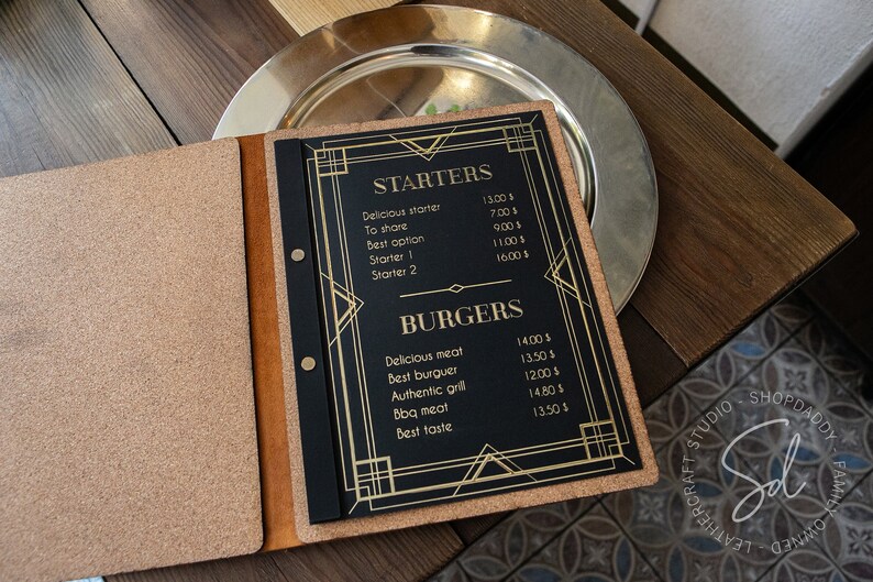Custom Personalized Leather Menu Holder Restaurant Menu Etsy