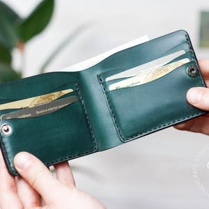 Green Wallet, Bifold Wallet, Best Mens Wallet, Mens Leather Wallet, Leather Card Holder, Credit Card Wallet,Leather Bifold,Man Wallet,Bifold image 1