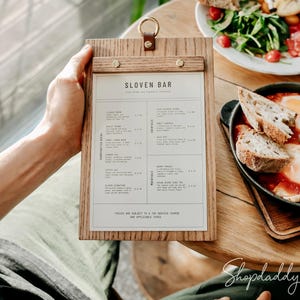 Support de menu pour restaurant, café ou bar, Tableau en bois personnalisé pour aliments et boissons, Carte de boissons personnalisée, Carte de cocktails avec logo