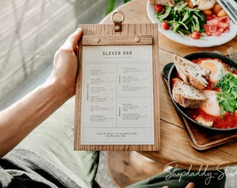 Wooden Menu Board: Custom Menu Holder for Restaurant, Cafe or Bar