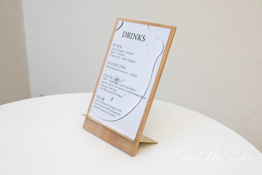 Table Top Display Stand, Metal Brass Menu Holder, Table Stand Menu