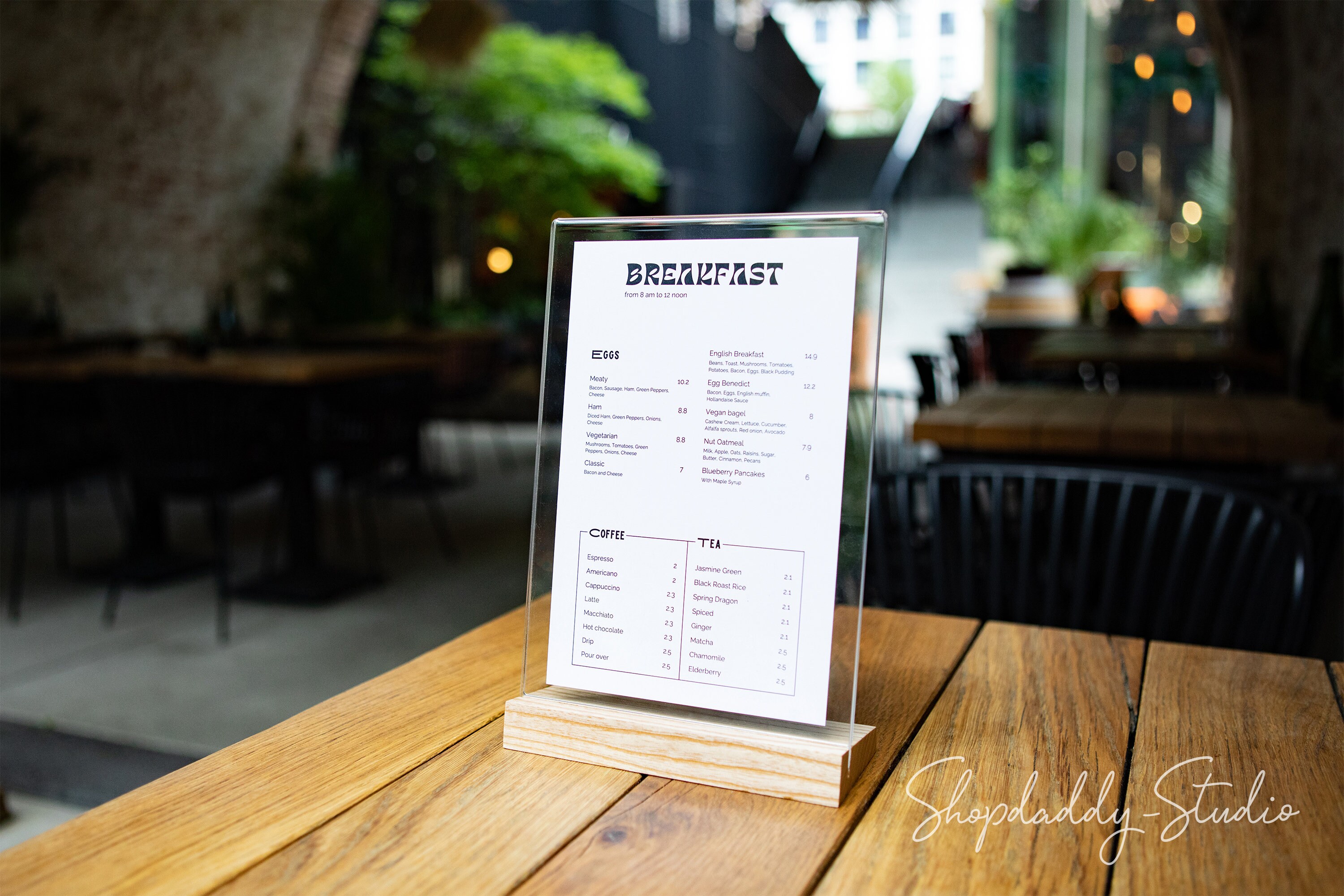 Custom Wood & Acrylic Table Menu Stand: Restaurant Cafe Sign Holder ...
