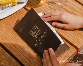 Custom Leather Bill Presenter: Check Holder with Pen Loop