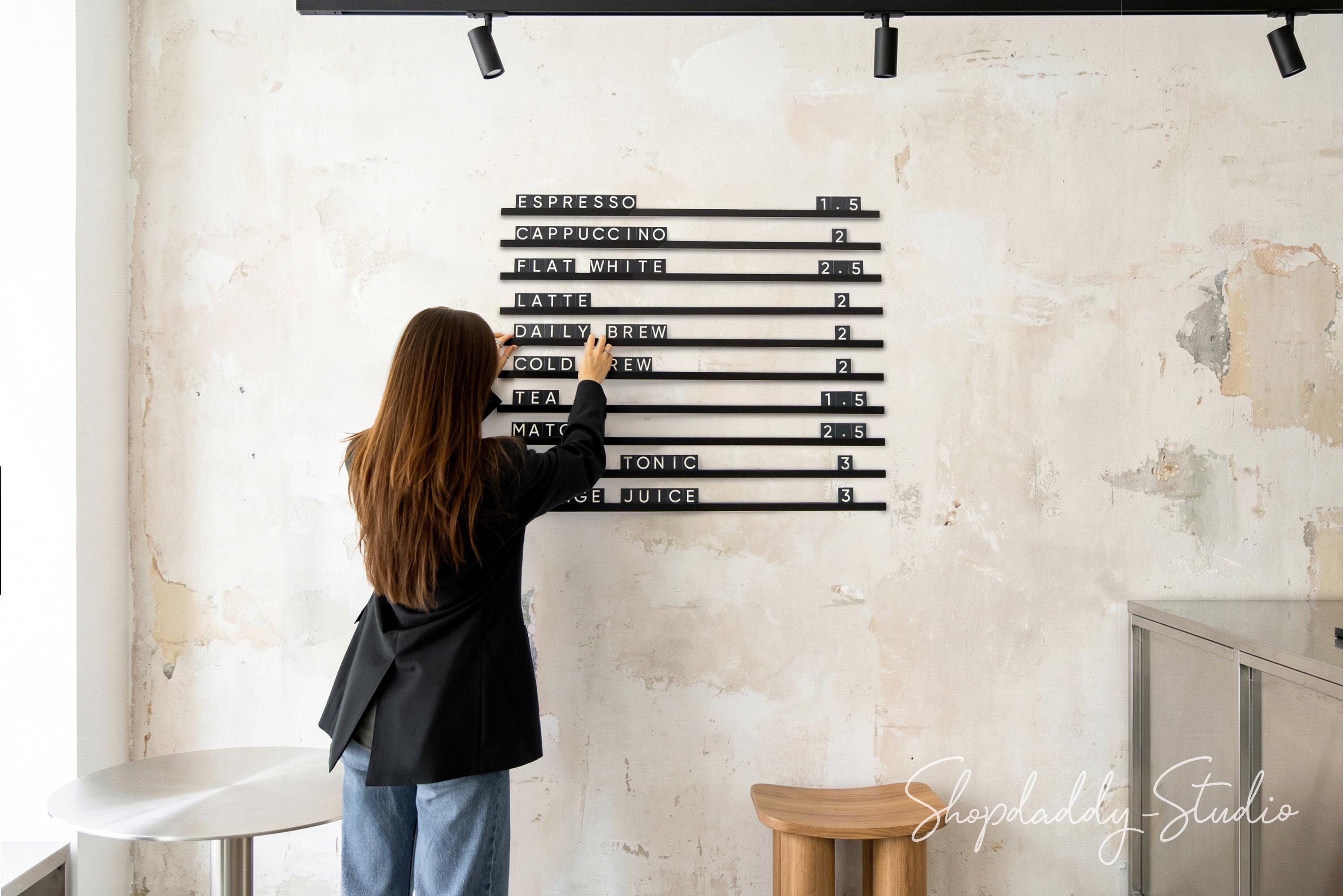Wooden Rail Menu Board: Changeable Letterboard for Cafe, Restaurant, Bar Signage