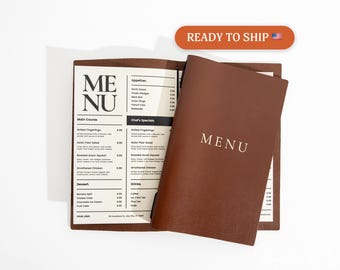 Leather Menu Cover Set of 5 for Restaurant - In Stock US