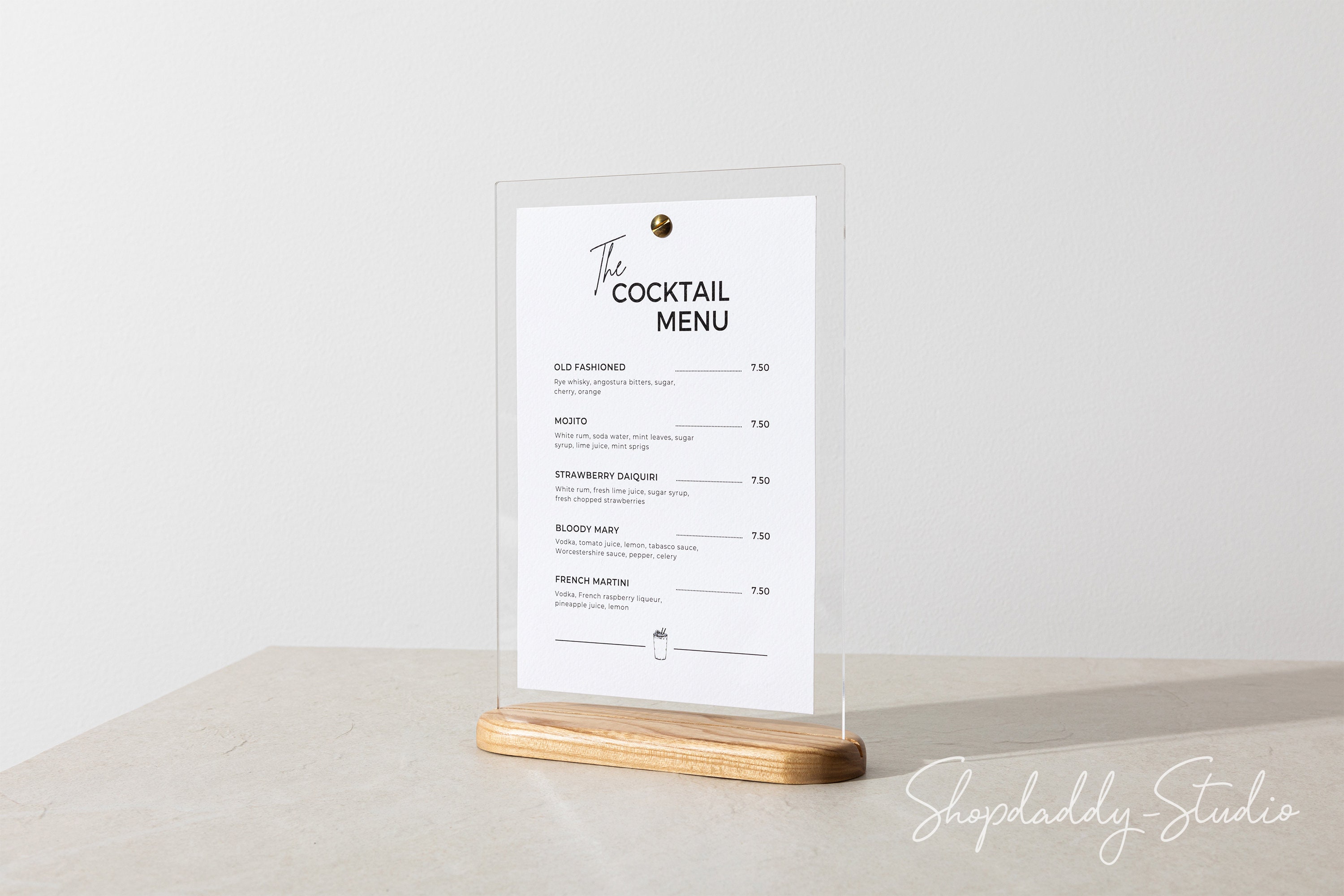 Acrylic Table Menu with Wooden Rounded Stand – Shopdaddy-Studio