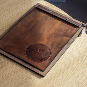 Leder Holz Menühalter, Restaurant Menü Covers 8.5x11, Cafe Bar Menükarte, Menüordner, Menühüllen, Hochzeitsgästebuch, Holz Klemmbretter