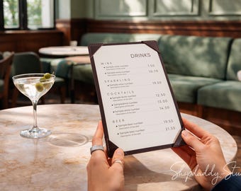 Custom Leather Menu Holder: Restaurant Menu Cover with Logo, Personalized Cafe Display