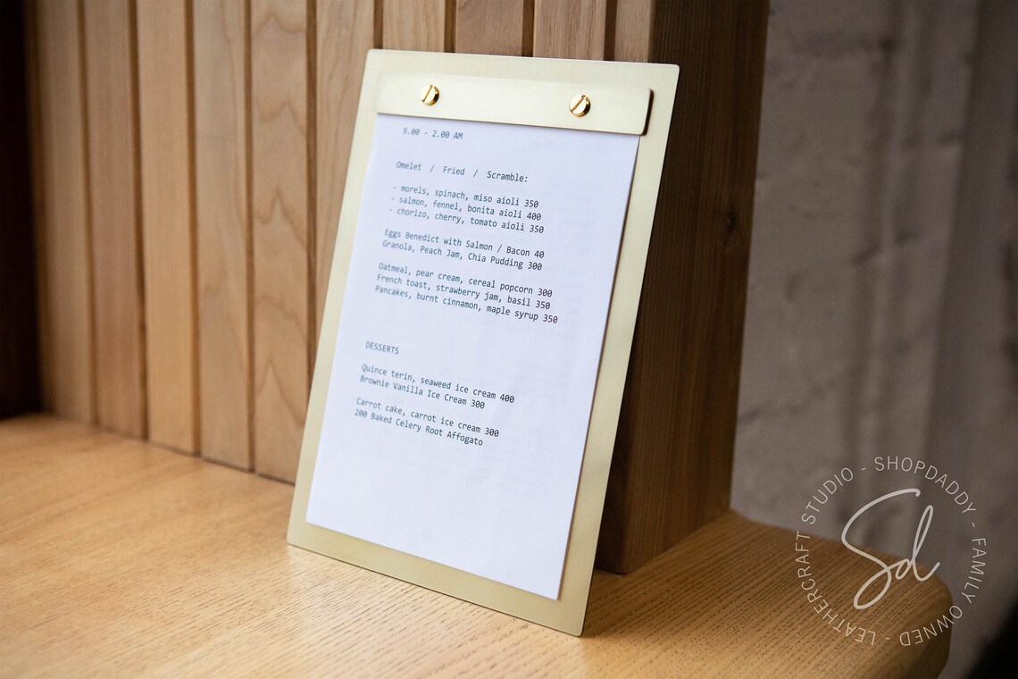 Metal Restaurant Menu Covers Golden Clip Board Binder Copper Etsy