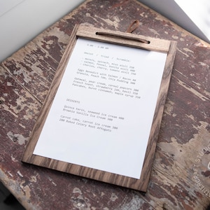Support de menu en bois pour restaurant, tableau de menu de café avec logo, presse-papiers personnalisé pour menu d'aliments et de boissons, menu de bar personnalisé A5