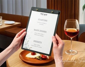 Custom Leather Menu Holder: Restaurant Menu Clipboard for Food & Drink