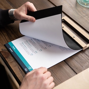 Leder Restaurant Menü Covers, Holz Menühalter, Cafe Bar Menü Bord, Tisch Menü Ordner, Menü Sleeves, Hochzeitsgästebuch, Holz Klemmbretter