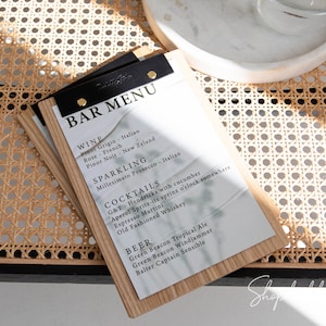 Drewniany uchwyt na menu ze skórzaną oprawą, niestandardowa drewniana tablica menu, okładka na menu do restauracji, drewniane podkładki pod menu, tablica menu do kawiarni i baru