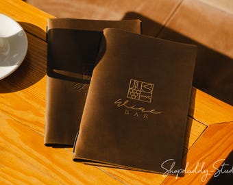 Leather Menu Cover with Logo: Custom Menu Folder for Restaurant, Cafe & Bar