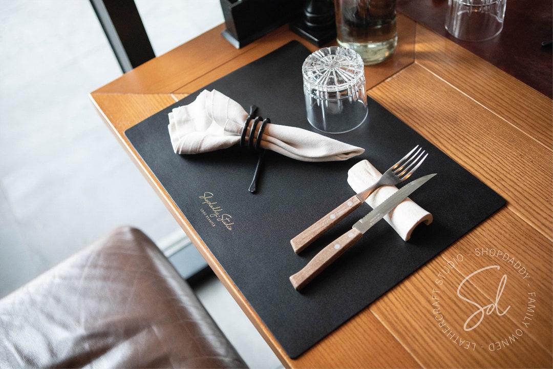 Leather Placemats, Cafe Bar Restaurant Table Mats, Square Place Mats