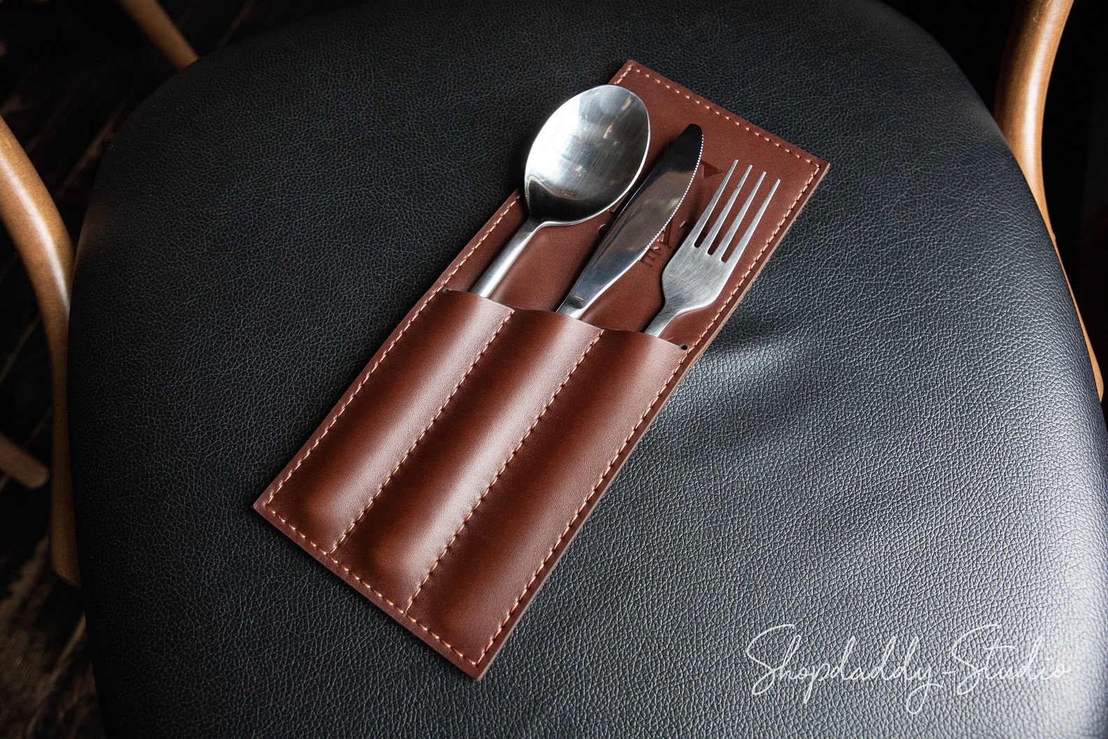 Leather Cutlery Pouch Personalized Cutlery Holder Cafe Bar Etsy
