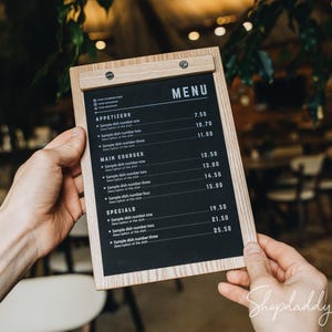Suporte de cardápio de madeira, quadro de cardápio personalizado para bares, cafés e restaurantes, suportes de cardápio de madeira rústicos para cardápios de comida ou bebida, quadro de cardápio de casamento