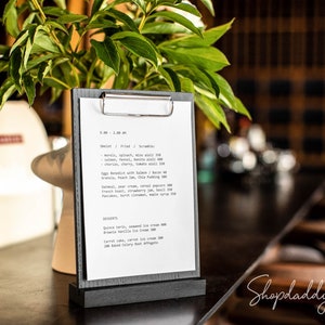 Support de menu en bois, support de table en bois pour restaurant, support de menu en bois pour presse-papiers, présentoir de table, menu de boissons personnalisé, menu de bar