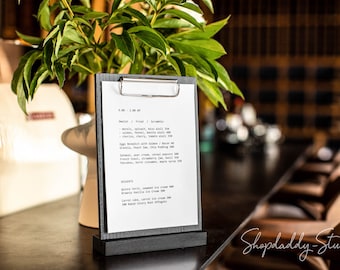 Wood Menu Holder: Custom Table Stand Menu for Restaurant with Steel Clip
