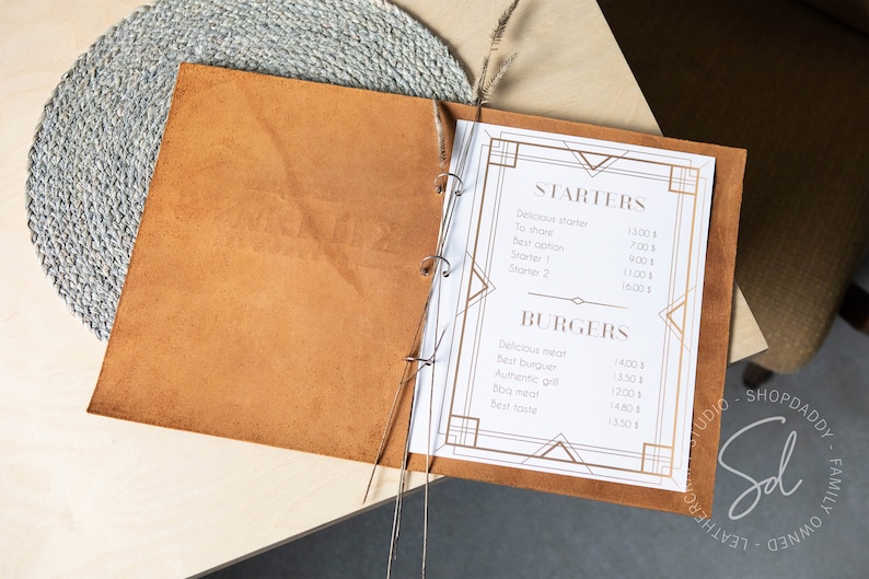 Leather Menu Cover Restaurant Menu Cover Book Cafe Bar Menu Etsy
