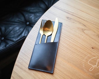 Leather Cutlery Holder, Restaurant Cutlery Organizer, Personalized Cutlery Holder, Utensil Organizer, Spoon and Fork Holder, Cutlery Pouch